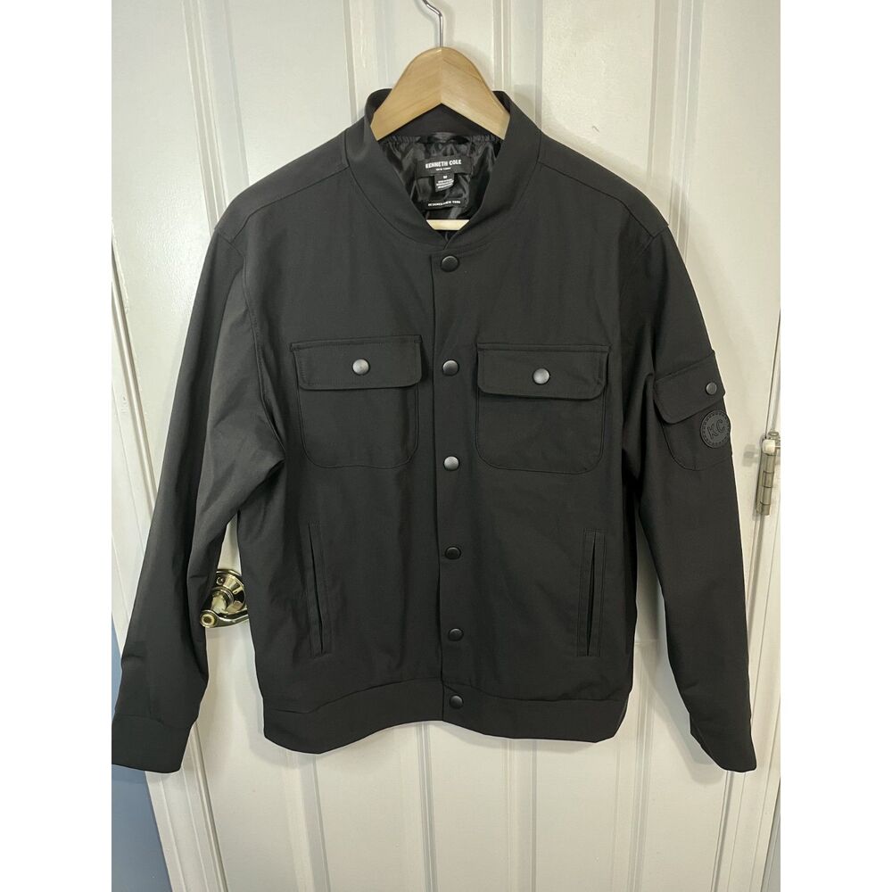 Kenneth Cole New York Men's Black Utility Snap Bomber Jacket Size Medium